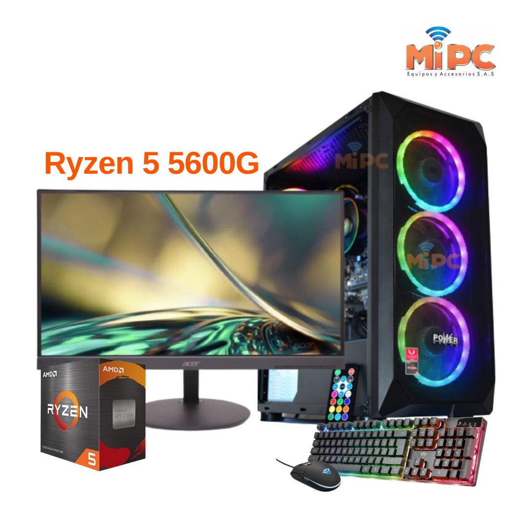 Combo Gamer Ryzen 5 5600g, 16 Ram, 512 Solido, Graficos vega, Monitor